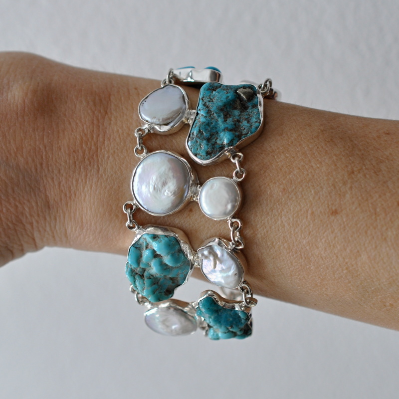 Vorlové Šperky, Stříbrná souprava tyrkys, perleť, S045