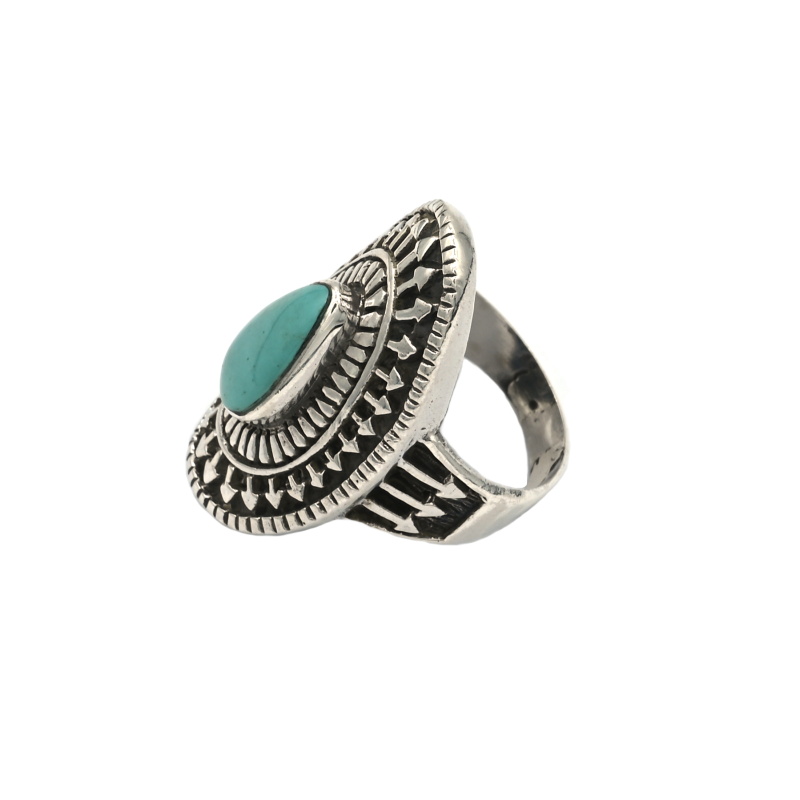 Vorlové Šperky, Stříbrný prsten s tyrkysem, vel.58, E121