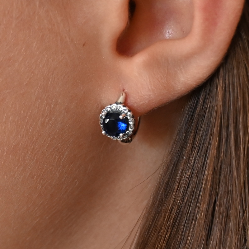 Vorlové Šperky, Stříbrné náušnice s modrým zirkonem, N260