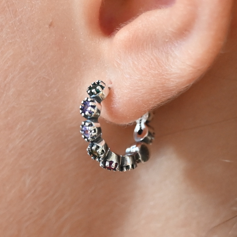 Vorlové Šperky, Stříbrné náušnice s barevnými zirkony, N264