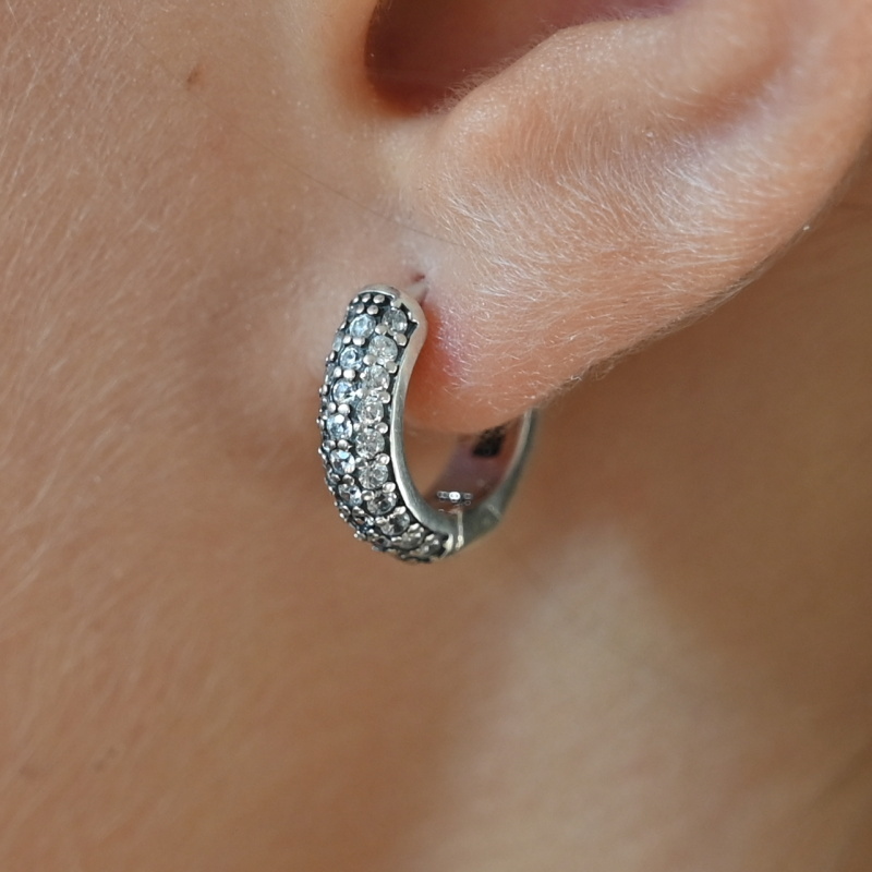 Vorlové Šperky, Stříbrné náušnice kruhy bílé zirkony, N276