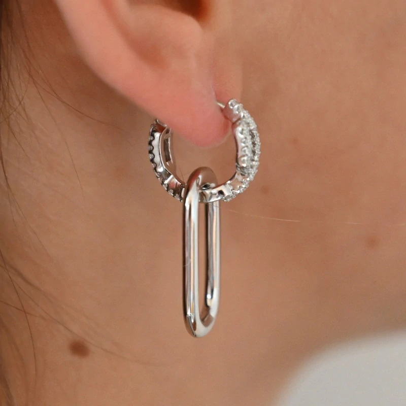 Vorlové Šperky, Stříbrné náušnice kruhy bílé zirkony, N297