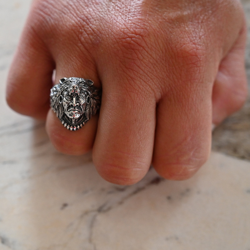 Vorlové Šperky, Stříbrný prsten indián, E123