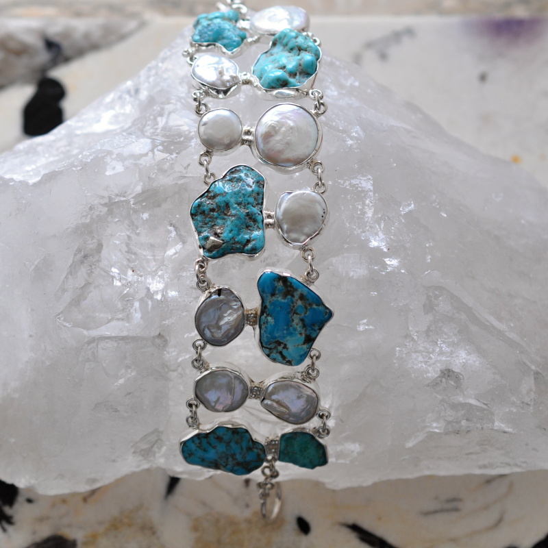 Vorlové Šperky, Stříbrná souprava tyrkys, perleť, S045