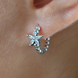 Vorlové Šperky, Stříbrné náušnice kytička bílé zirkony, N268