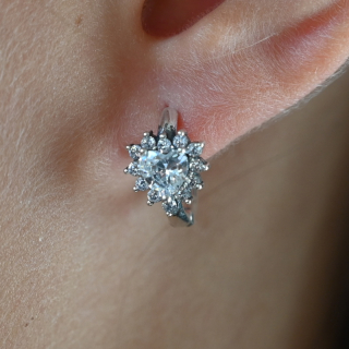 Vorlové Šperky, Stříbrné náušnice srdce bílé zirkony, N272