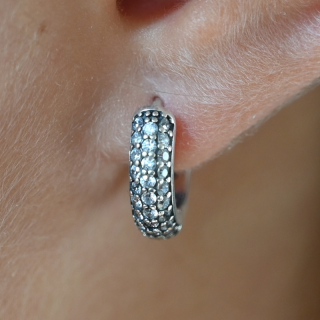 Vorlové Šperky, Stříbrné náušnice kruhy bílé zirkony, N276