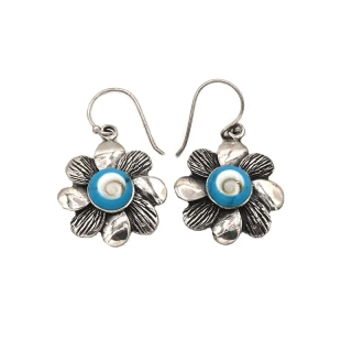 Vorlové Šperky, Stříbrné náušnice kytičky s tyrkysem, N290