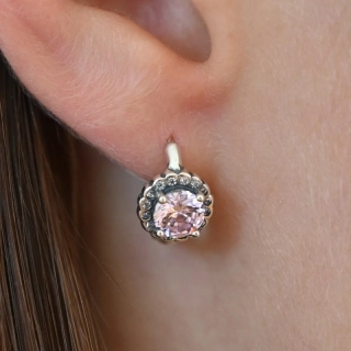 Vorlové Šperky, Stříbrné náušnice s růžovým zirkonem, N261