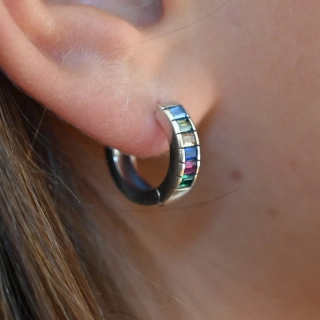 Vorlové Šperky, Stříbrné náušnice kruhy s barevnými zirkony, N292