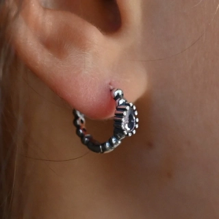 Vorlové Šperky, Stříbrné náušnice kruhy kapičky fialový zirkon, N294